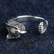 Sterling Silver Owl Adjustable Ring