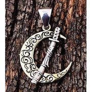 Japanese sword moon silver pendant